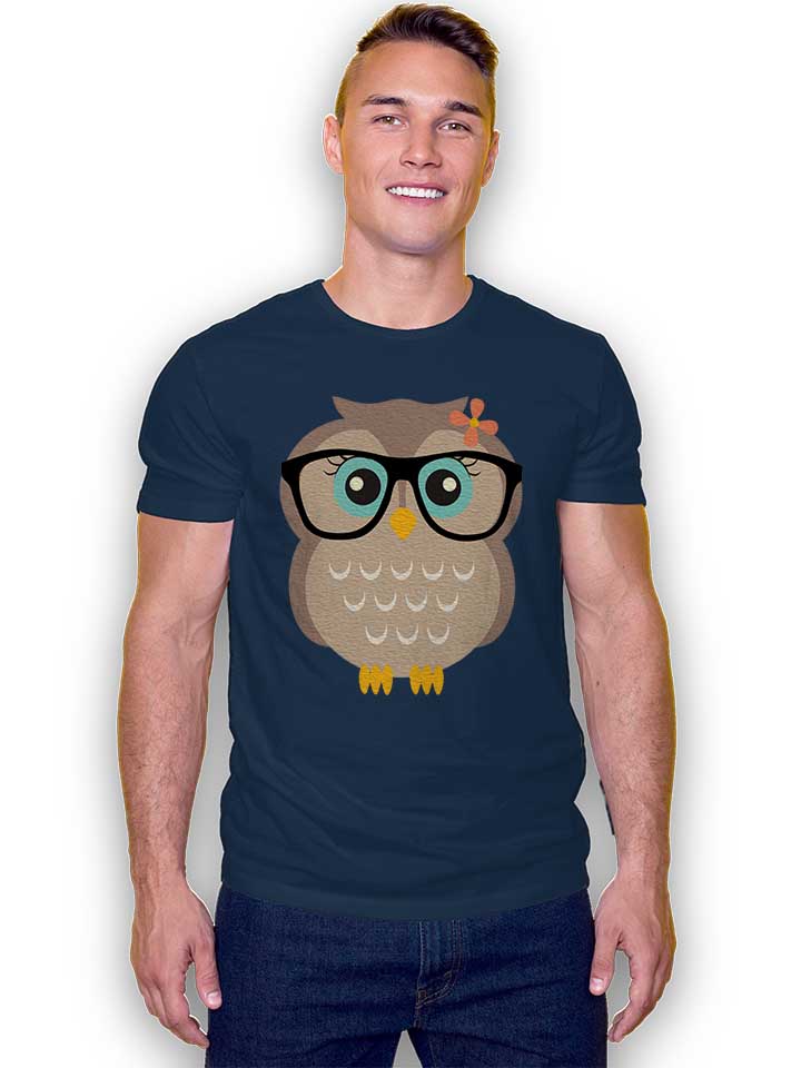 hipster-girl-owl-t-shirt dunkelblau 2