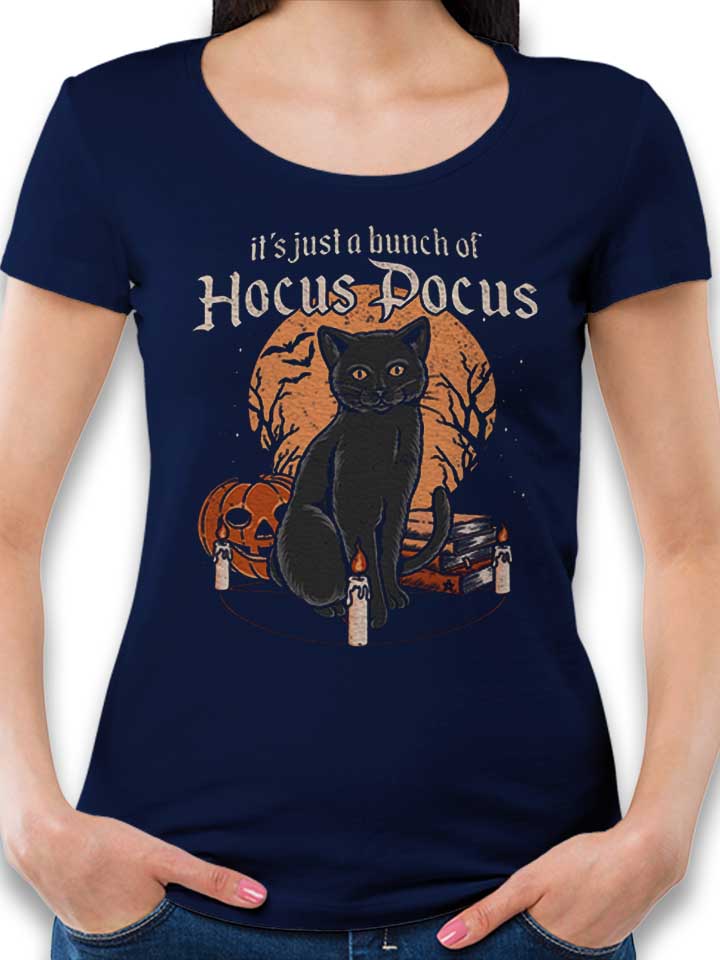 Hocus Pocus Cat Damen T-Shirt dunkelblau L
