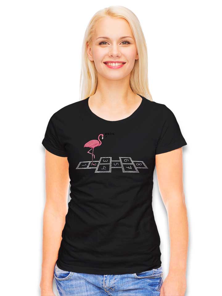 hopping-flamingo-damen-t-shirt schwarz 2