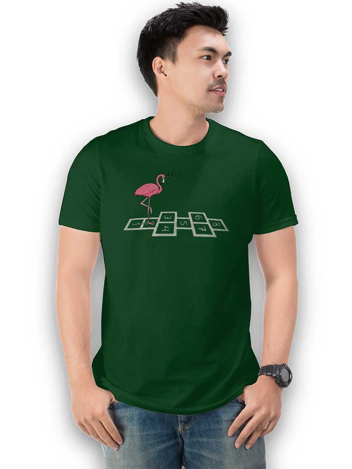 hopping-flamingo-t-shirt dunkelgruen 2