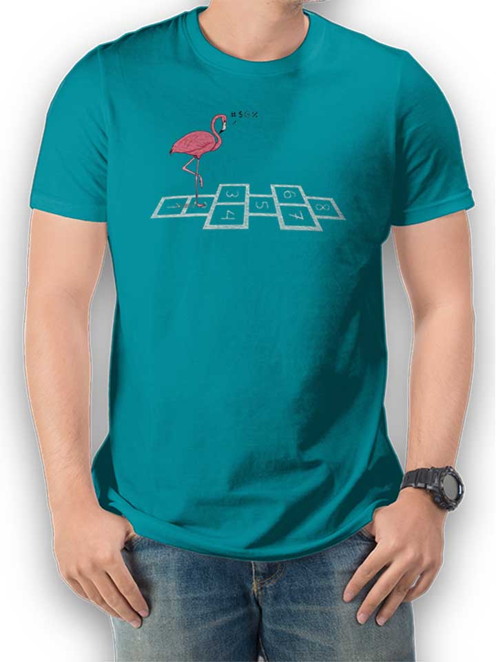 Hopping Flamingo Camiseta turquesa L