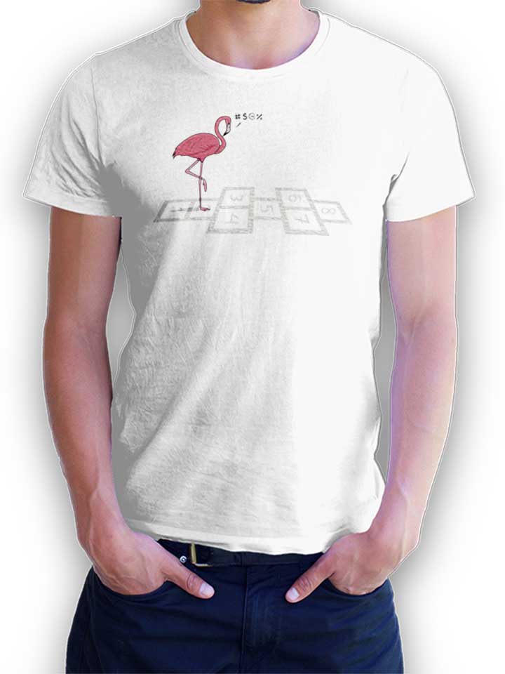 Hopping Flamingo T-Shirt weiss L