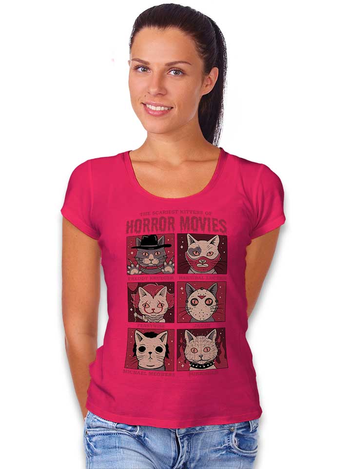 horror-movies-cat-damen-t-shirt fuchsia 2