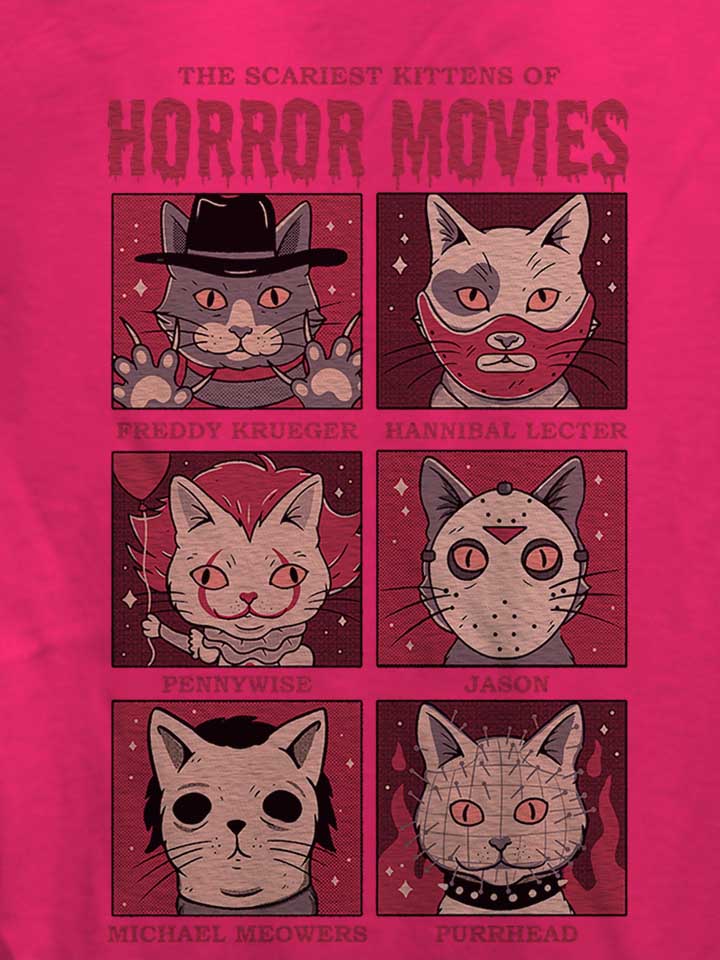 horror-movies-cat-damen-t-shirt fuchsia 4