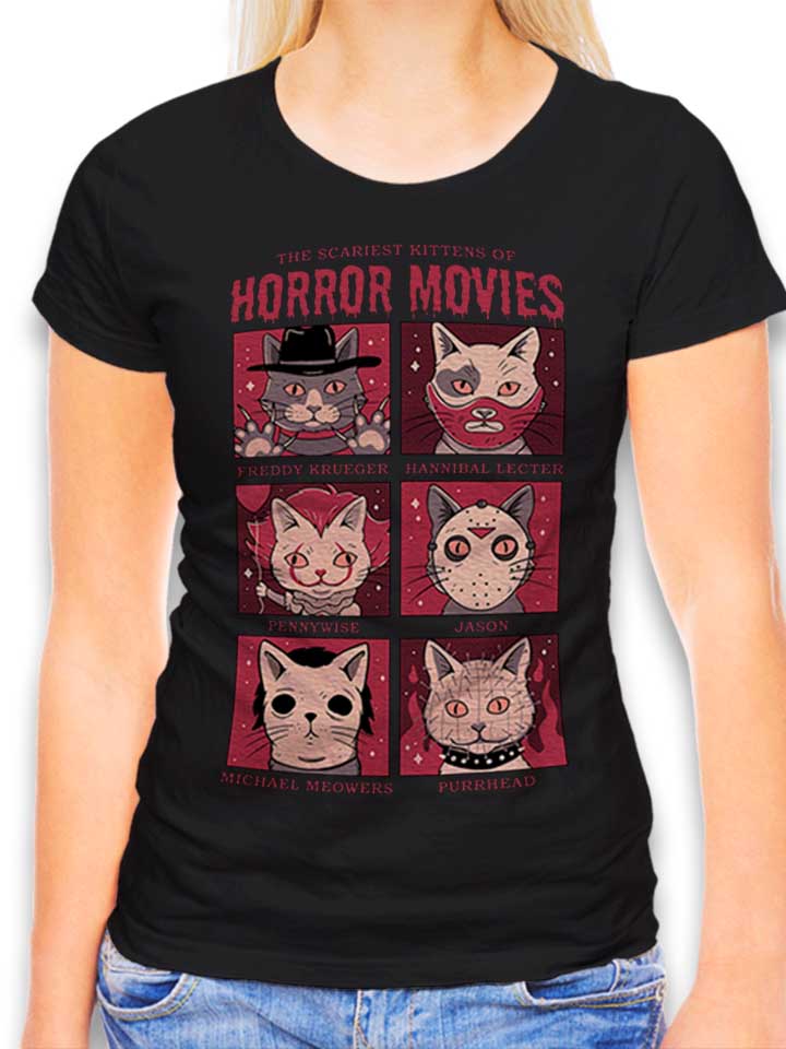 horror-movies-cat-damen-t-shirt schwarz 1