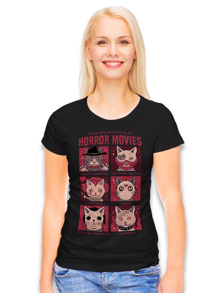 horror-movies-cat-damen-t-shirt schwarz 2