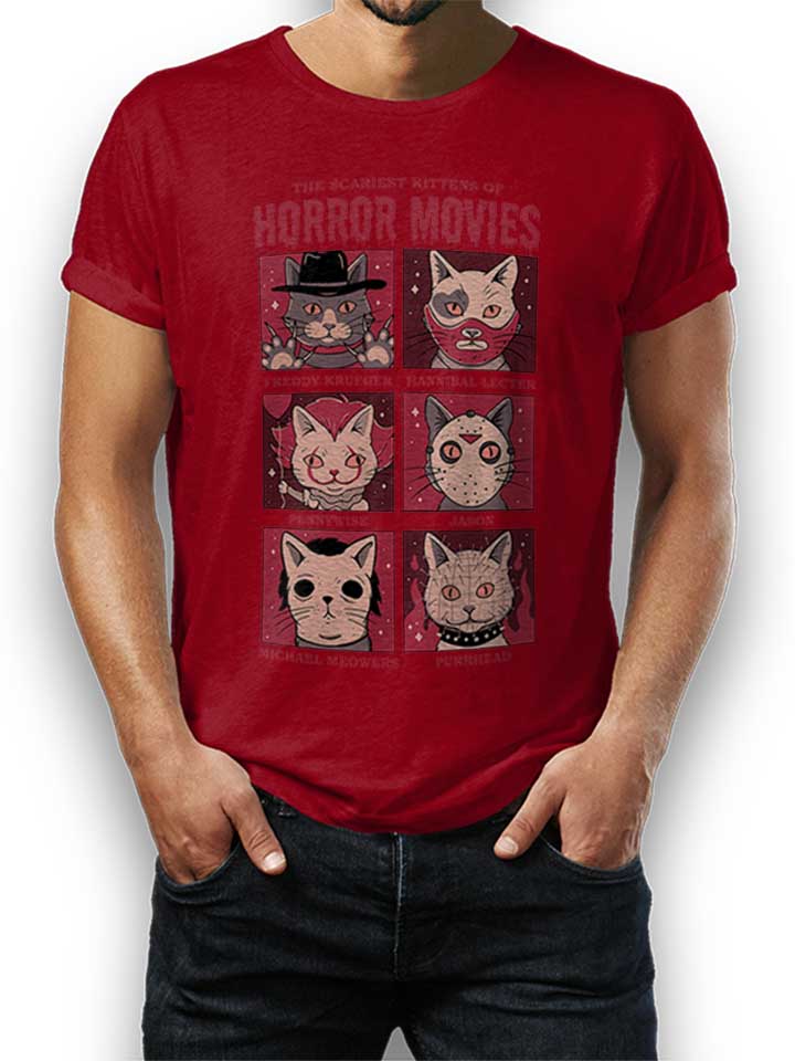 horror-movies-cat-t-shirt bordeaux 1