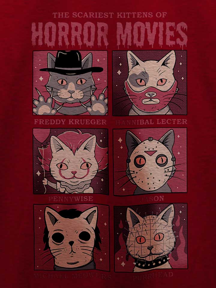 horror-movies-cat-t-shirt bordeaux 4