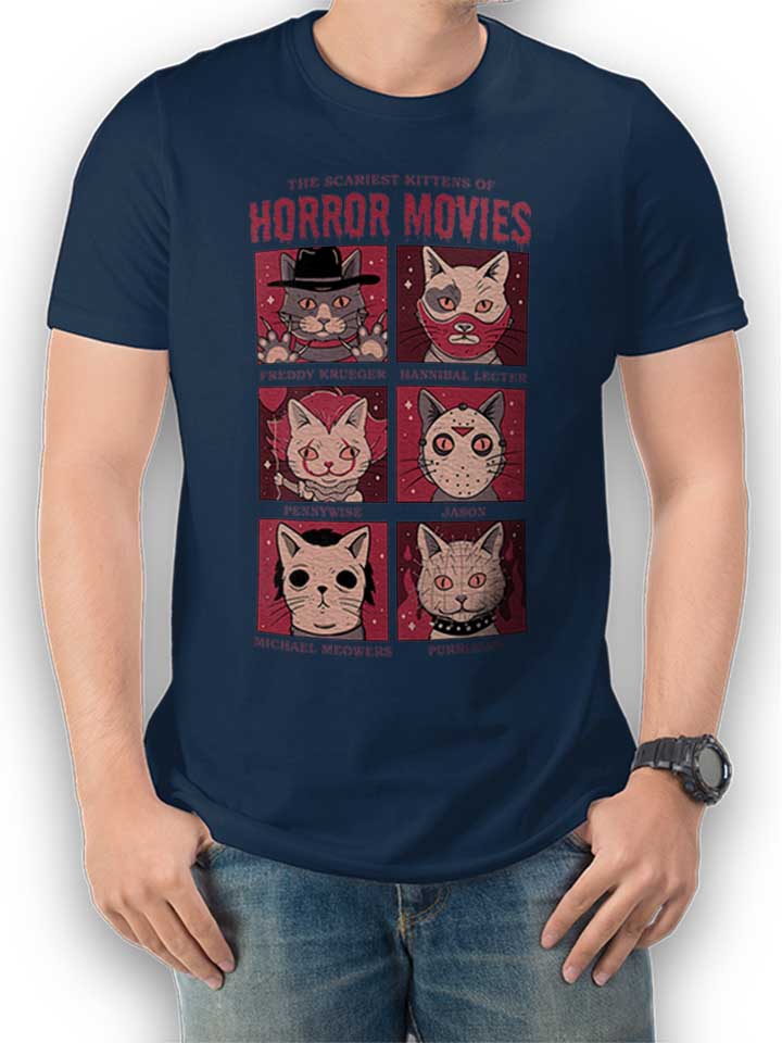 Horror Movies Cat T-Shirt dunkelblau L