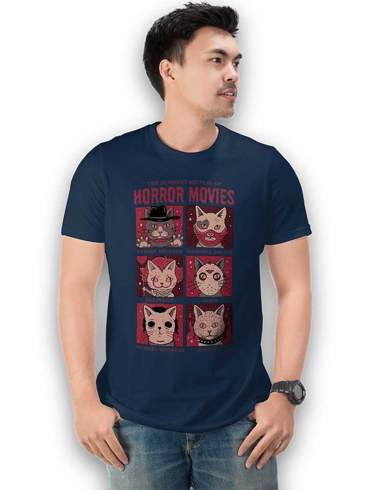 horror-movies-cat-t-shirt dunkelblau 2