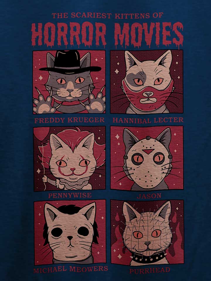 horror-movies-cat-t-shirt dunkelblau 4