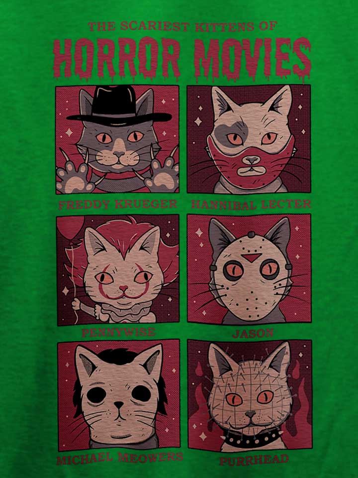 horror-movies-cat-t-shirt gruen 4