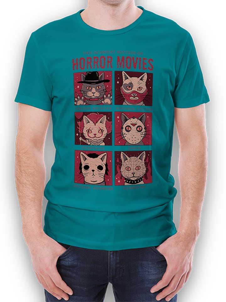 Horror Movies Cat Camiseta turquesa L