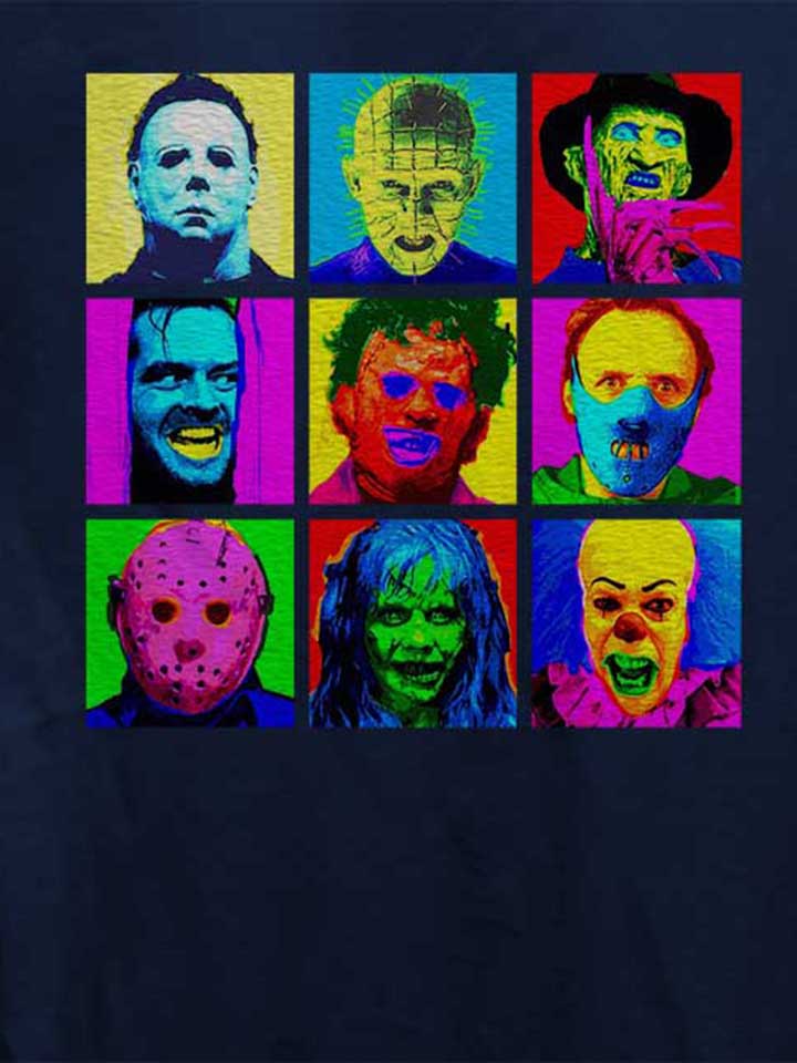 horror-pop-art-damen-t-shirt dunkelblau 4