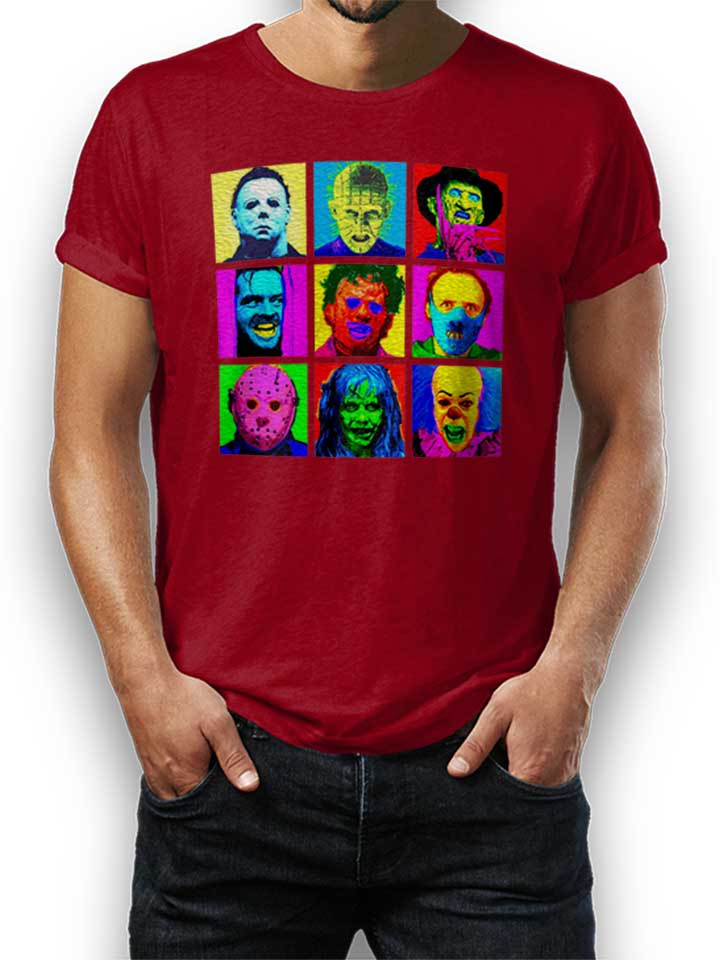 Horror Pop Art T-Shirt maroon L