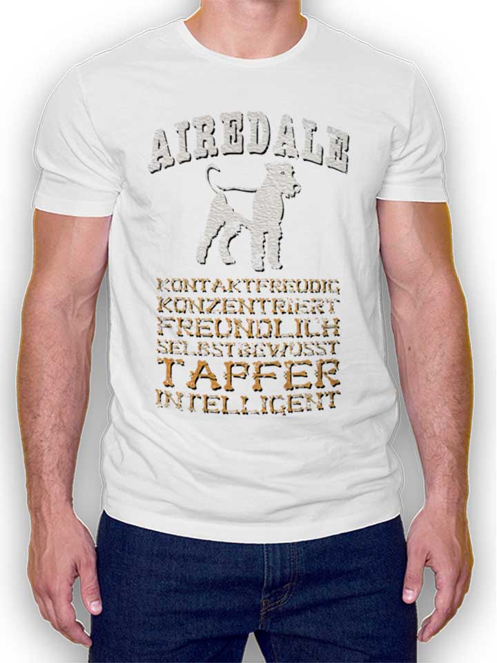 Hund Airedale T-Shirt blanc L