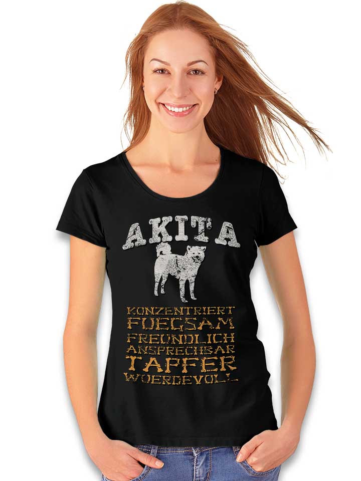 hund-akita-damen-t-shirt schwarz 2