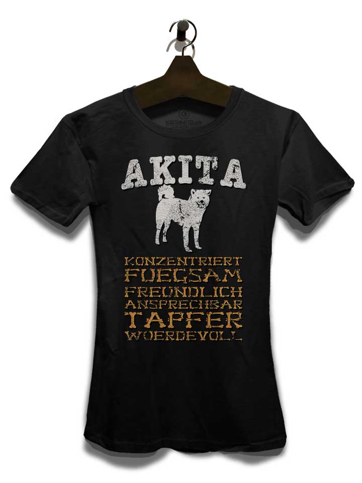hund-akita-damen-t-shirt schwarz 3