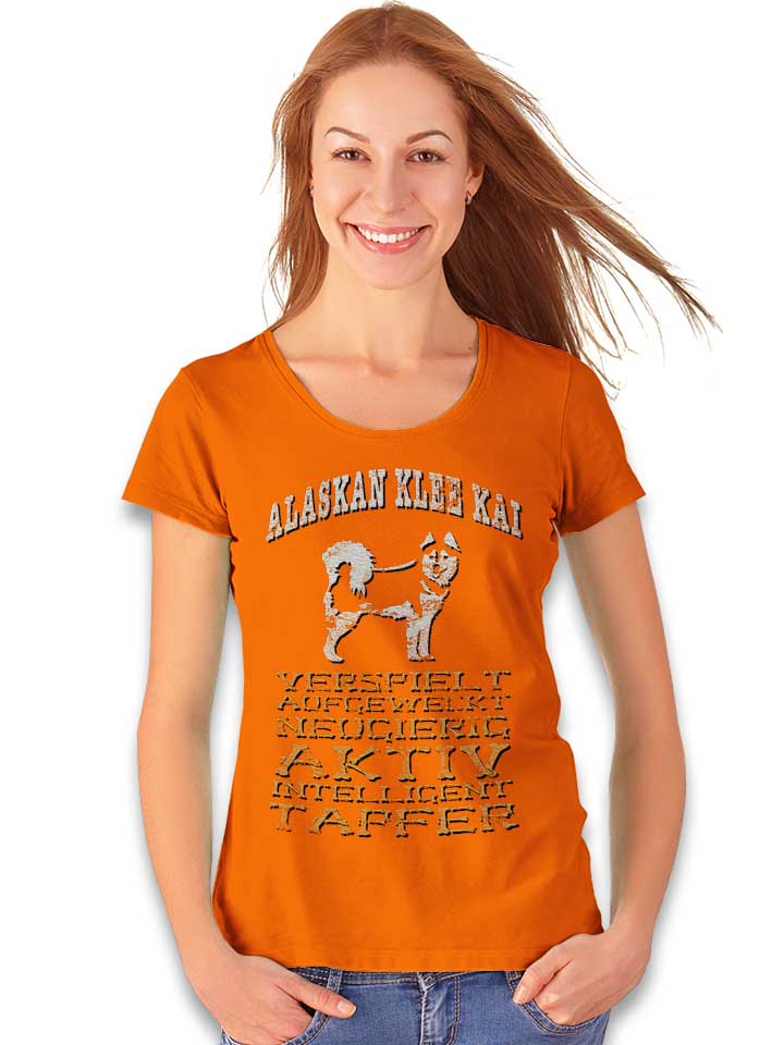 hund-alaskan-klee-kai-damen-t-shirt orange 2