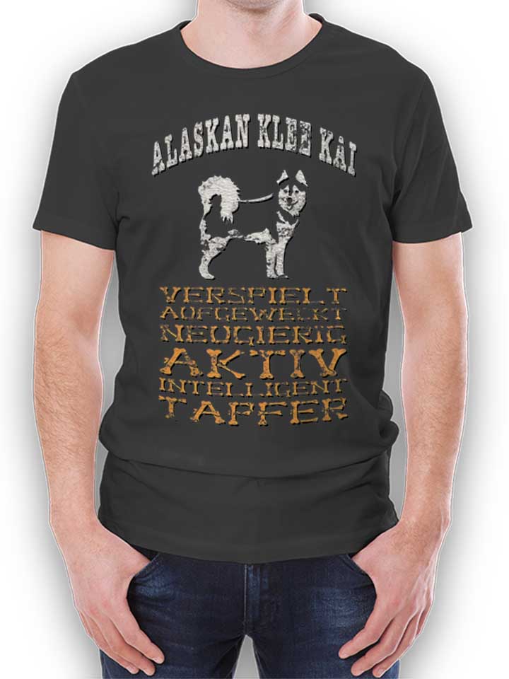 Hund Alaskan Klee Kai T-Shirt grigio-scuro L