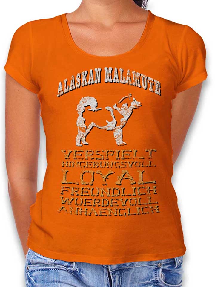 hund-alaskan-malamute-damen-t-shirt orange 1