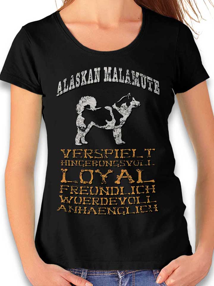 Hund Alaskan Malamute T-Shirt Donna nero L