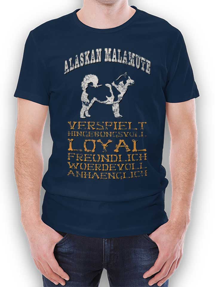 Hund Alaskan Malamute T-Shirt dunkelblau L