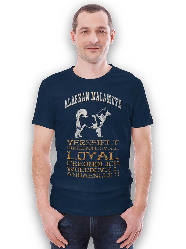 hund-alaskan-malamute-t-shirt dunkelblau 2