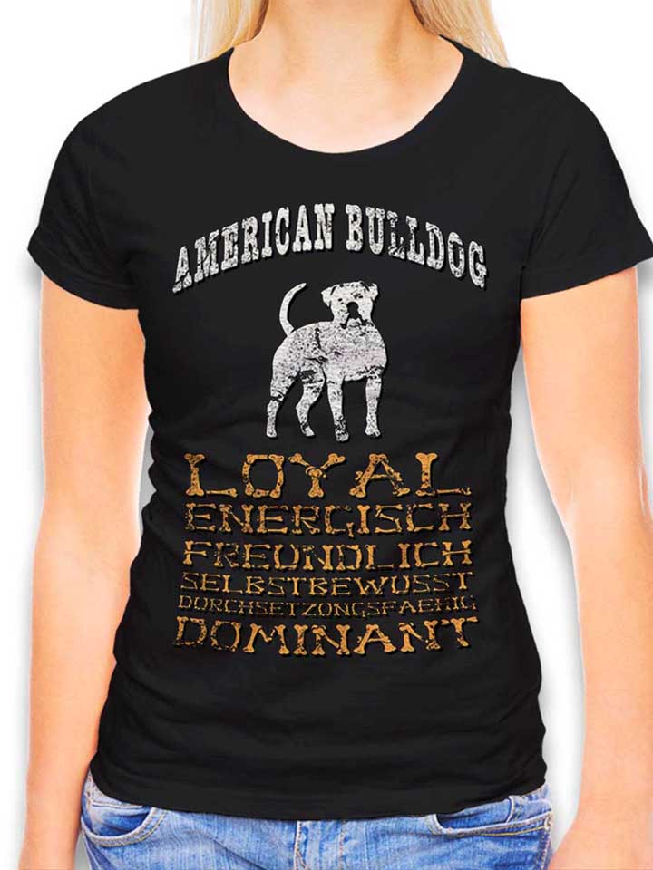 hund-american-bulldog-damen-t-shirt schwarz 1