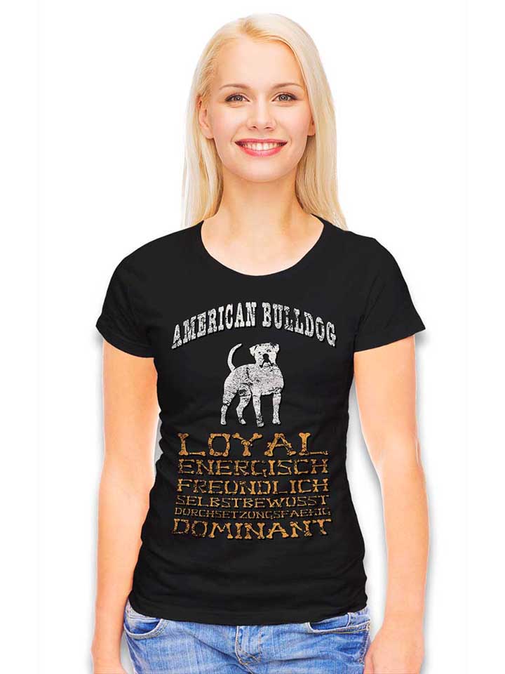 hund-american-bulldog-damen-t-shirt schwarz 2