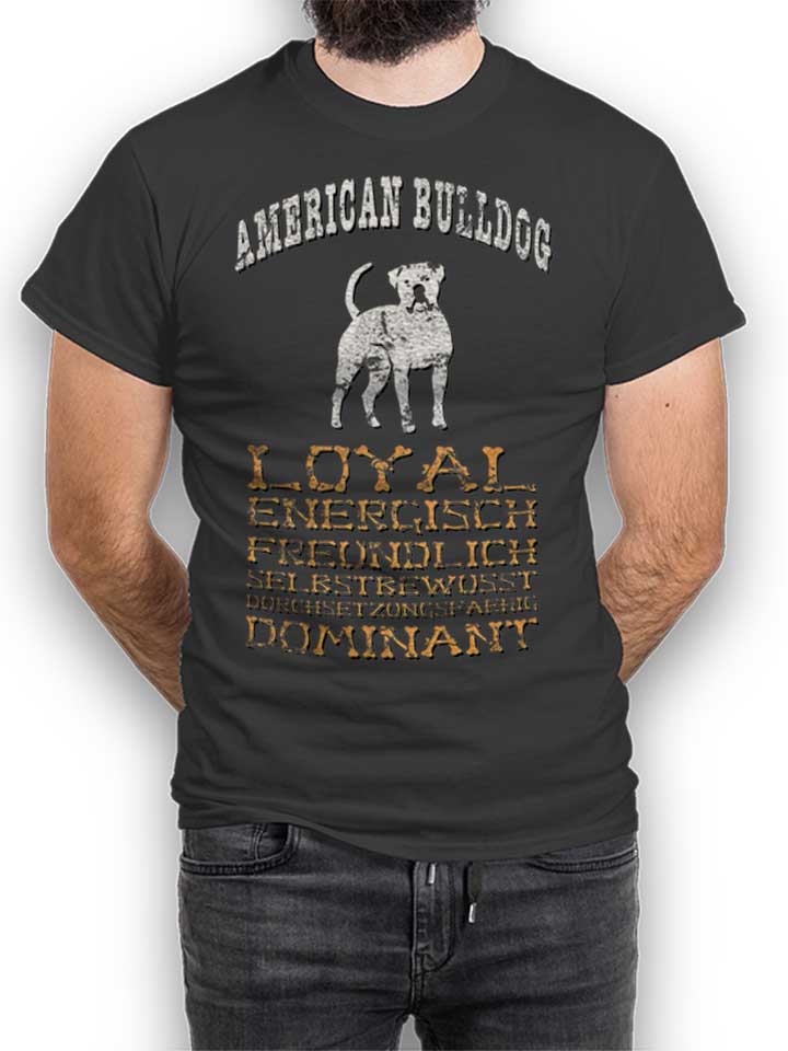 Hund American Bulldog T-Shirt dunkelgrau L