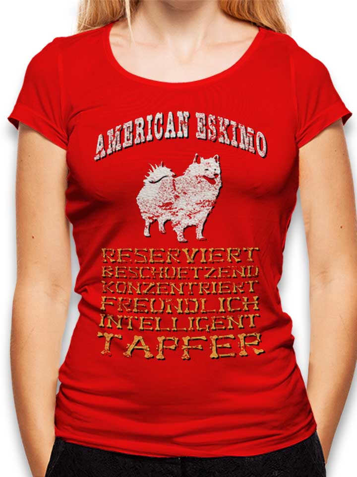 Hund American Eskimo Camiseta Mujer rojo L