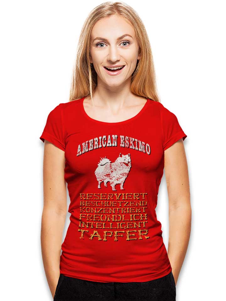 hund-american-eskimo-damen-t-shirt rot 2