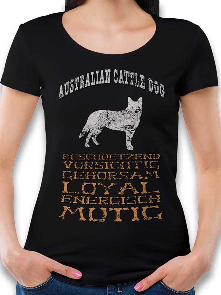Hund Australian Cattle Dog Womens T-Shirt black L