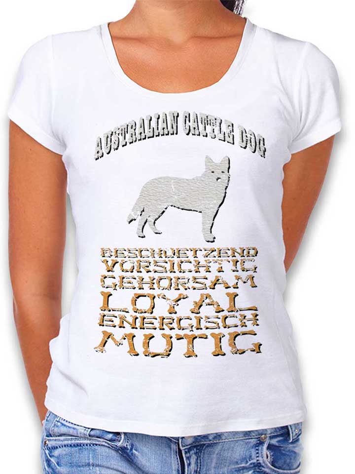 Hund Australian Cattle Dog Damen T-Shirt weiss L