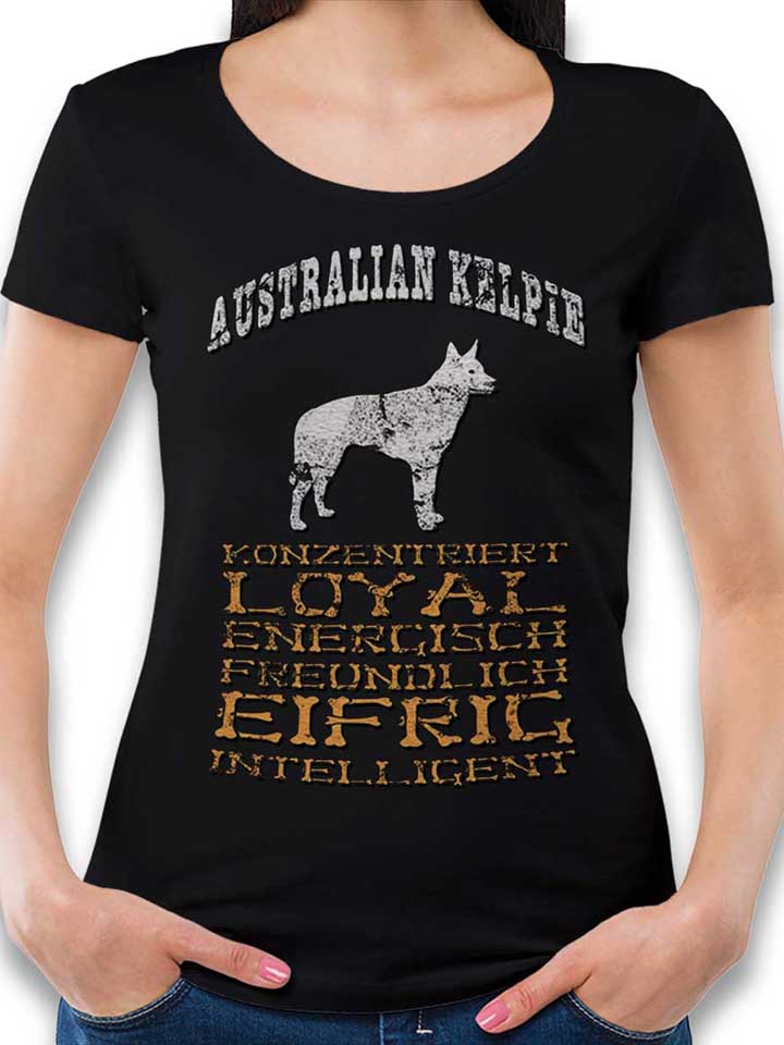 Hund Australian Kelpie Womens T-Shirt black L