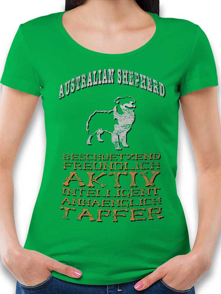 Hund Australian Shepherd Damen T-Shirt gruen L