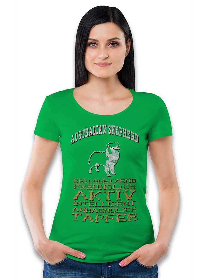 hund-australian-shepherd-damen-t-shirt gruen 2