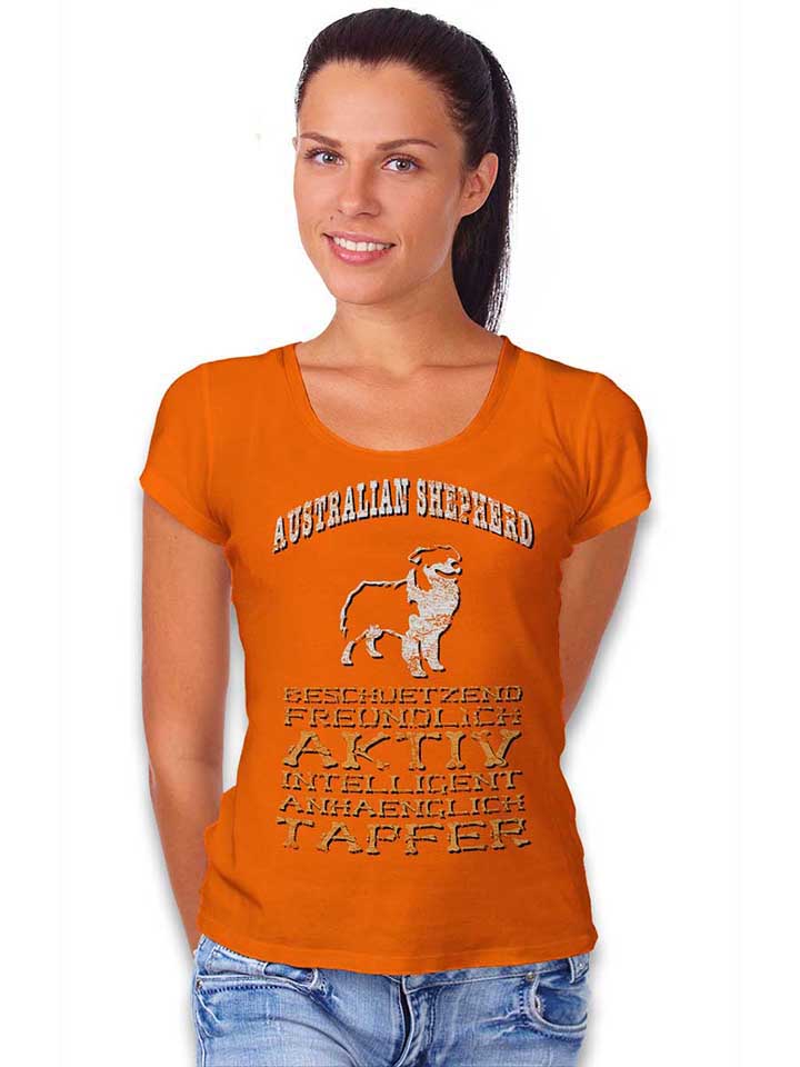 hund-australian-shepherd-damen-t-shirt orange 2