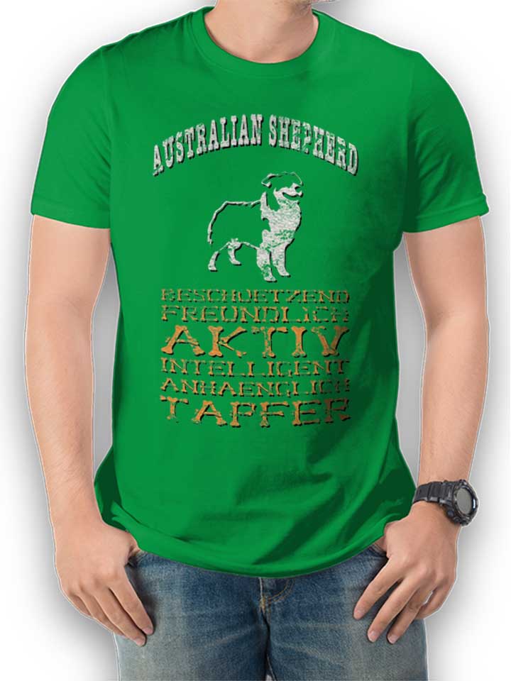 hund-australian-shepherd-t-shirt gruen 1