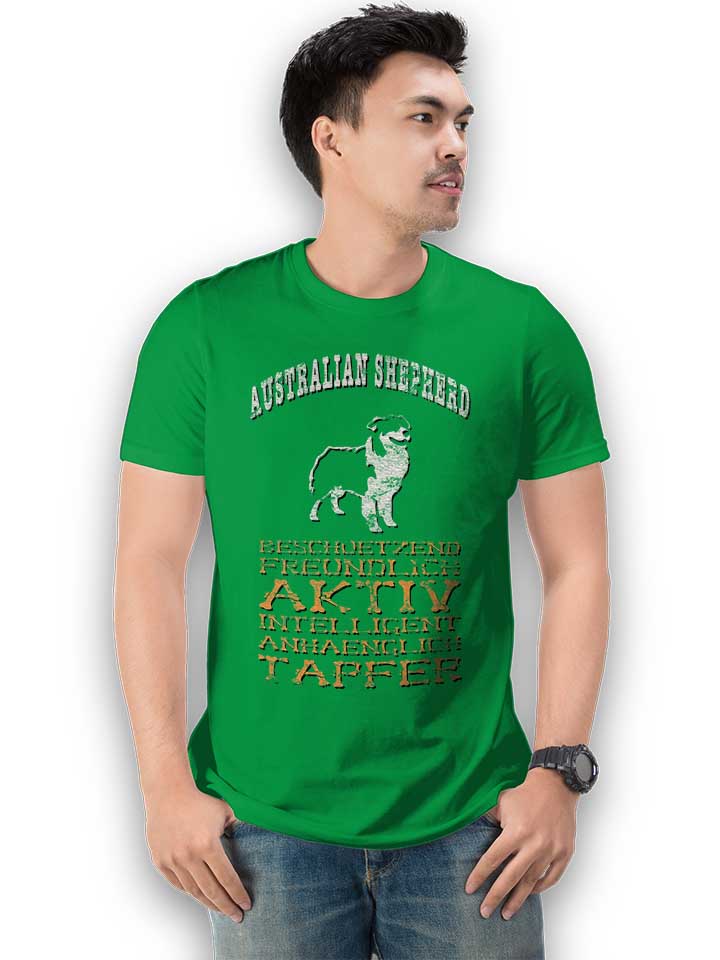 hund-australian-shepherd-t-shirt gruen 2
