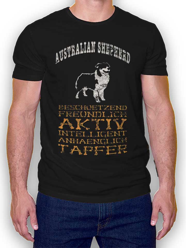 Hund Australian Shepherd T-Shirt schwarz L