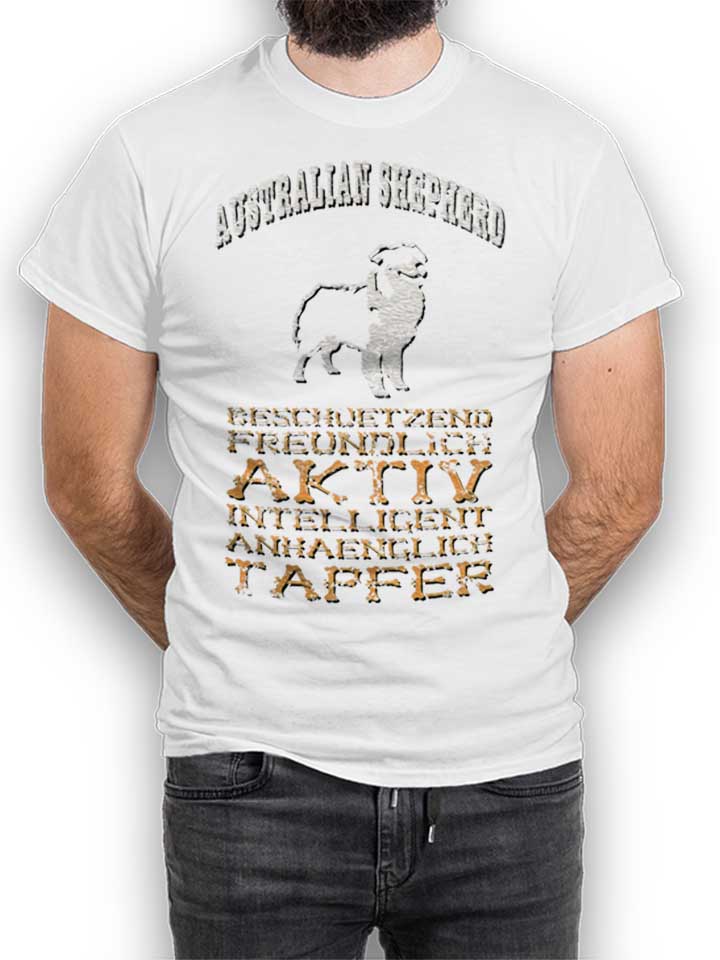 Hund Australian Shepherd T-Shirt weiss L