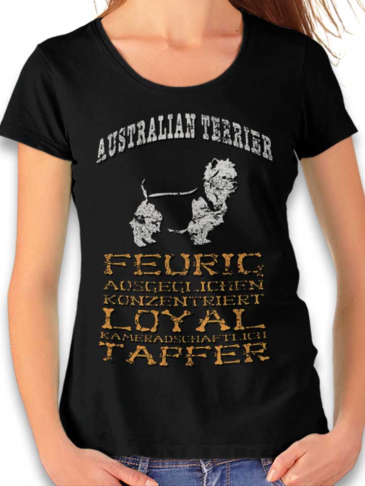 Hund Australian Terrier Damen T-Shirt schwarz L