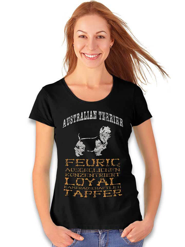 hund-australian-terrier-damen-t-shirt schwarz 2