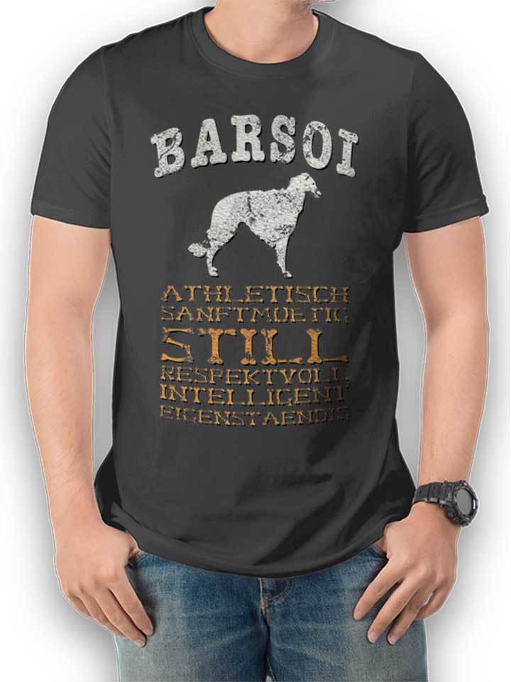 Hund Barsoi T-Shirt dunkelgrau L