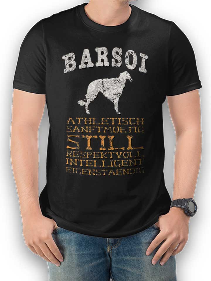 hund-barsoi-t-shirt schwarz 1