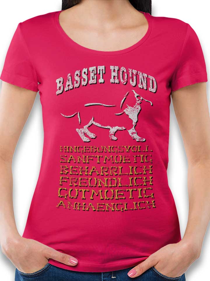 Hund Basset Hound T-Shirt Donna fucsia L