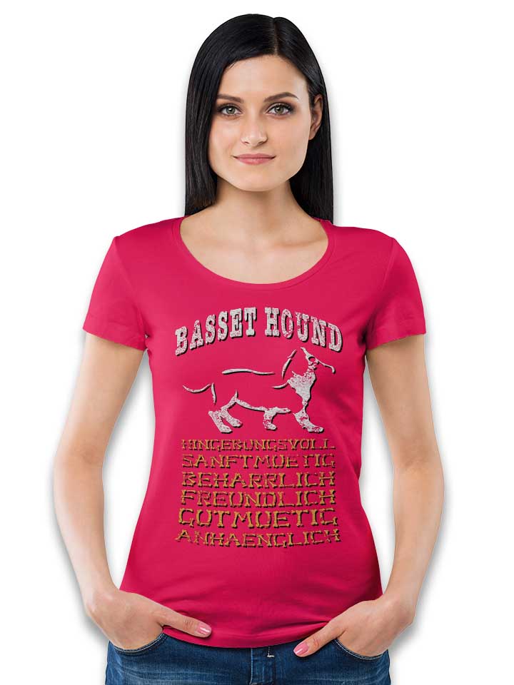 hund-basset-hound-damen-t-shirt fuchsia 2