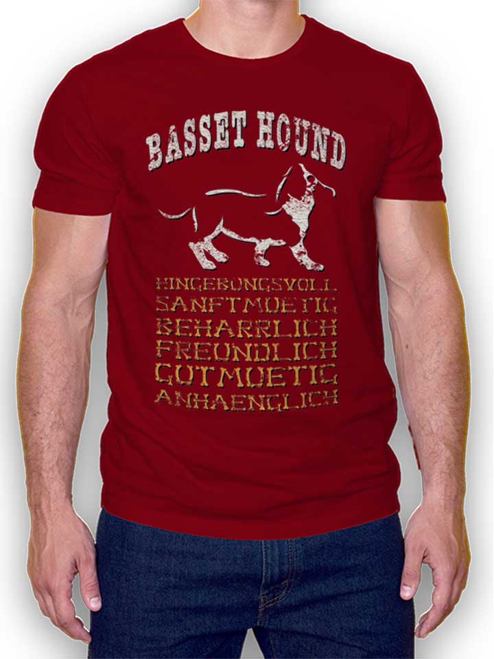 Hund Basset Hound T-Shirt maroon L